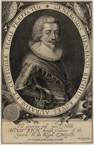 Henry Rich, First Earl of Holland, by Willem de Passe, ink, 1618