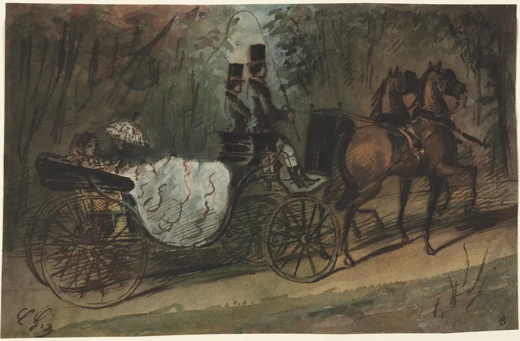 Carriage in the Bois de Boulogne, by Constantin Guys, 1804