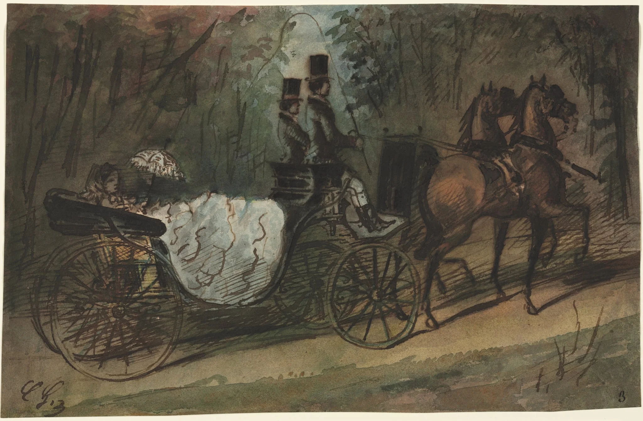 Carriage in the Bois de Boulogne, detail