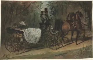 Carriage in the Bois de Boulogne, by Constantin Guys, 1804