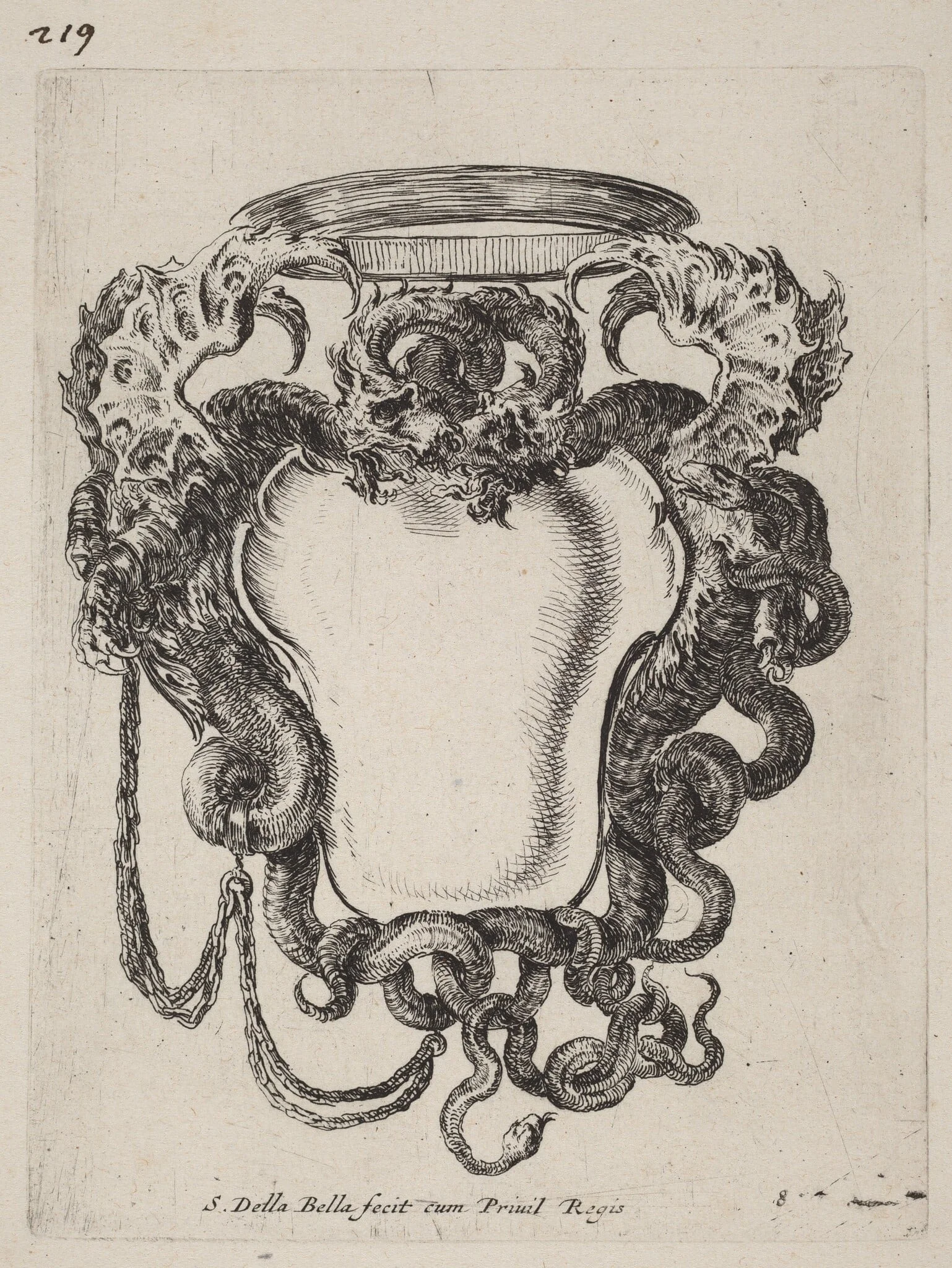 Cartouche Flanked by Dragons, detail
