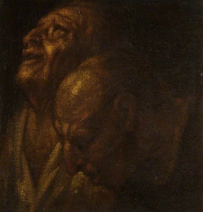 Two studies of a male head, detail