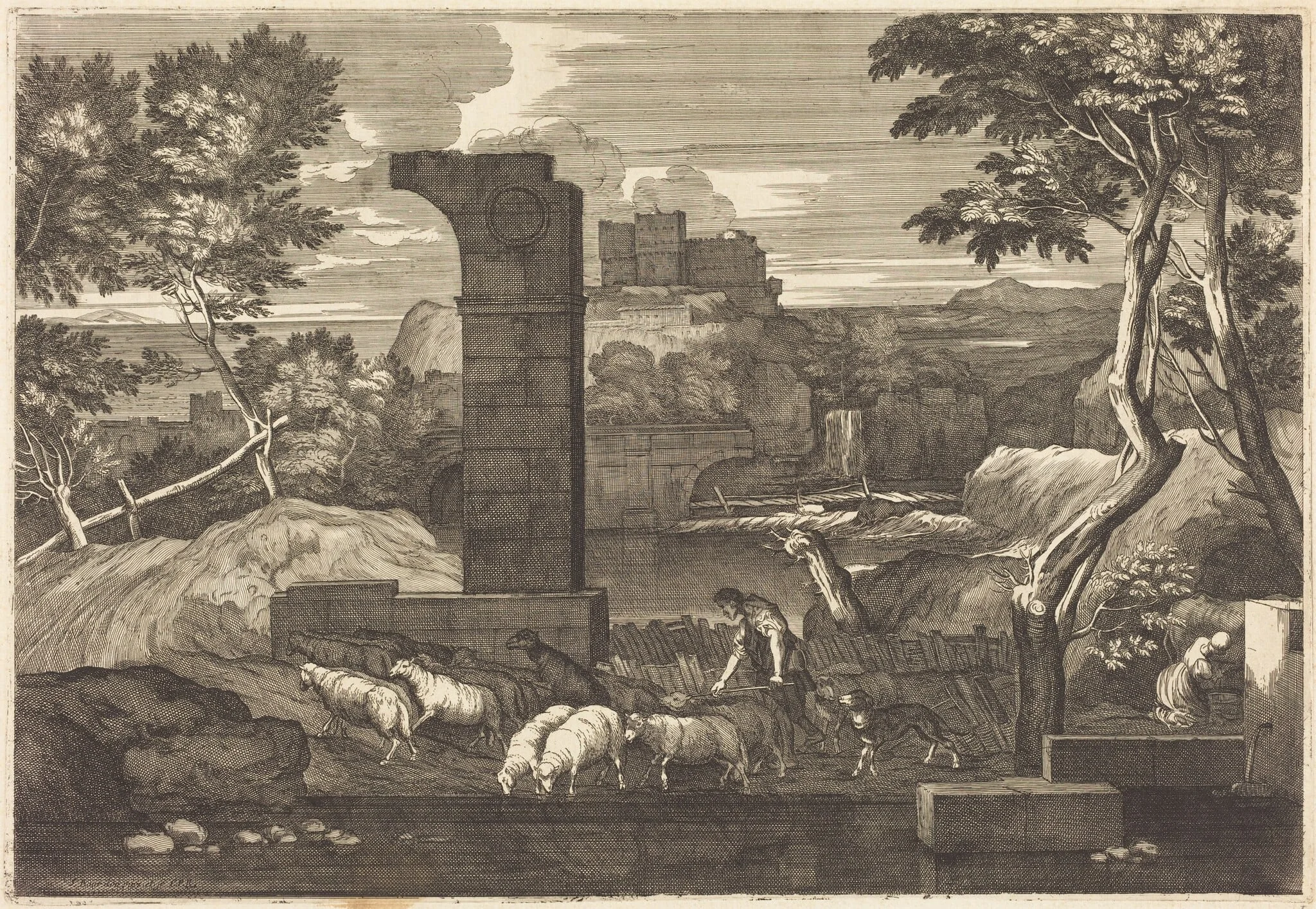 Landscape with Peasant and his Herd, detail