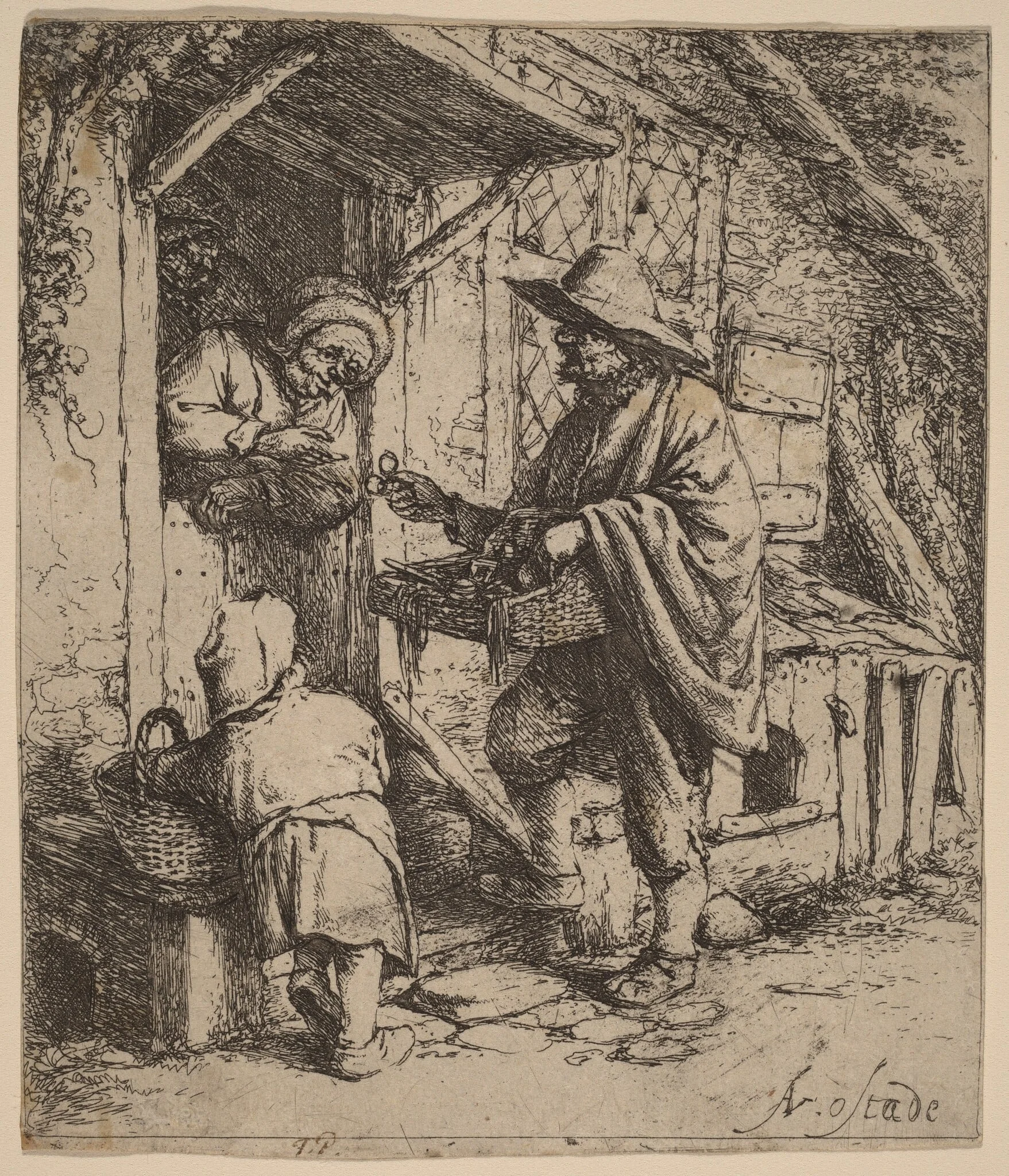 Street Vendor Selling Spectacles at the Door, detail