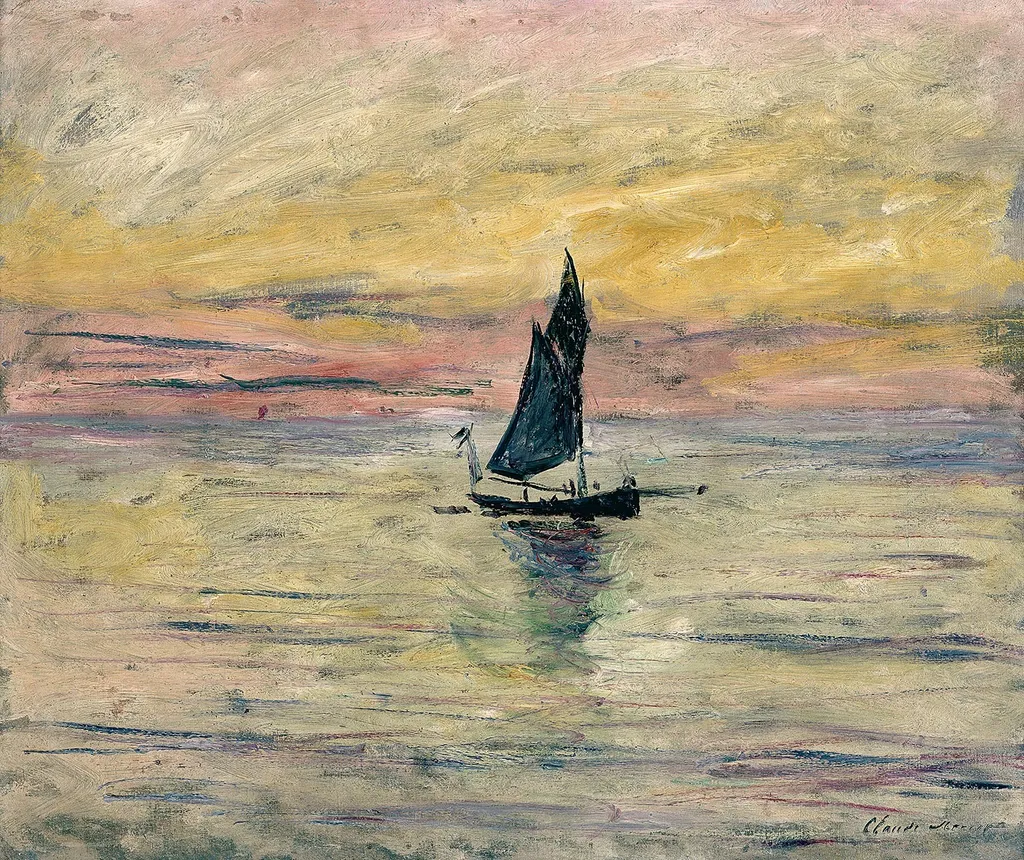 Sailboat in the evening, by Claude Monet, oil, 1893