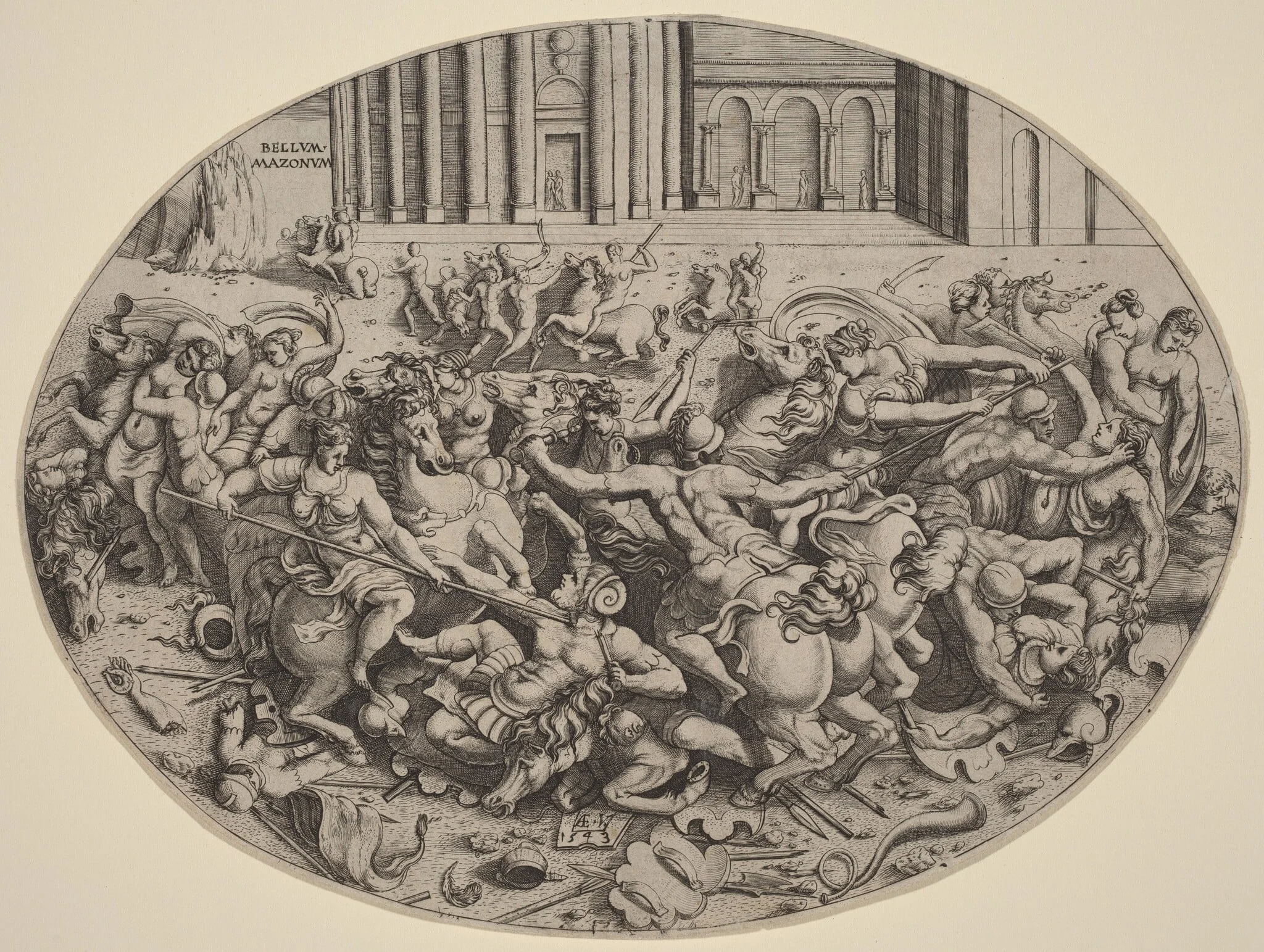 The Battle of the Amazons [recto], detail