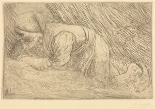 Fagot-gatherer (Le fagotier), by Alphonse Legros, ink, 1874