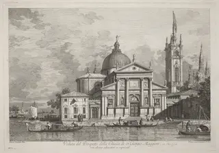 Veduta del Prospetto della Chiesa di S. Giorgio Maggiore, by Joseph Wagner, ink, 1742