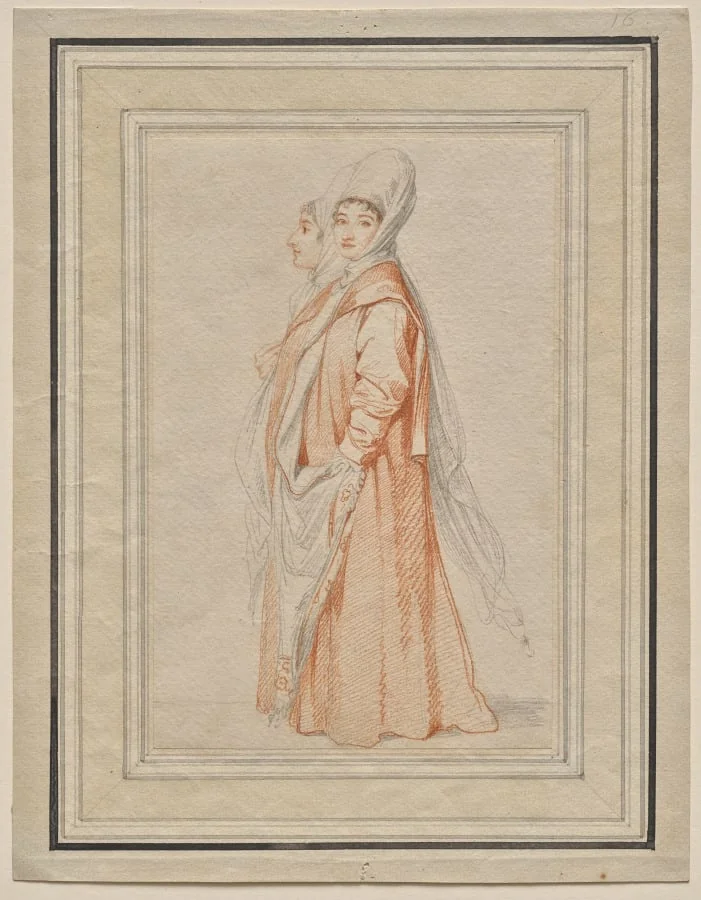 Two Veiled Young Women, probably Lilla Amnani and Her Sister, detail