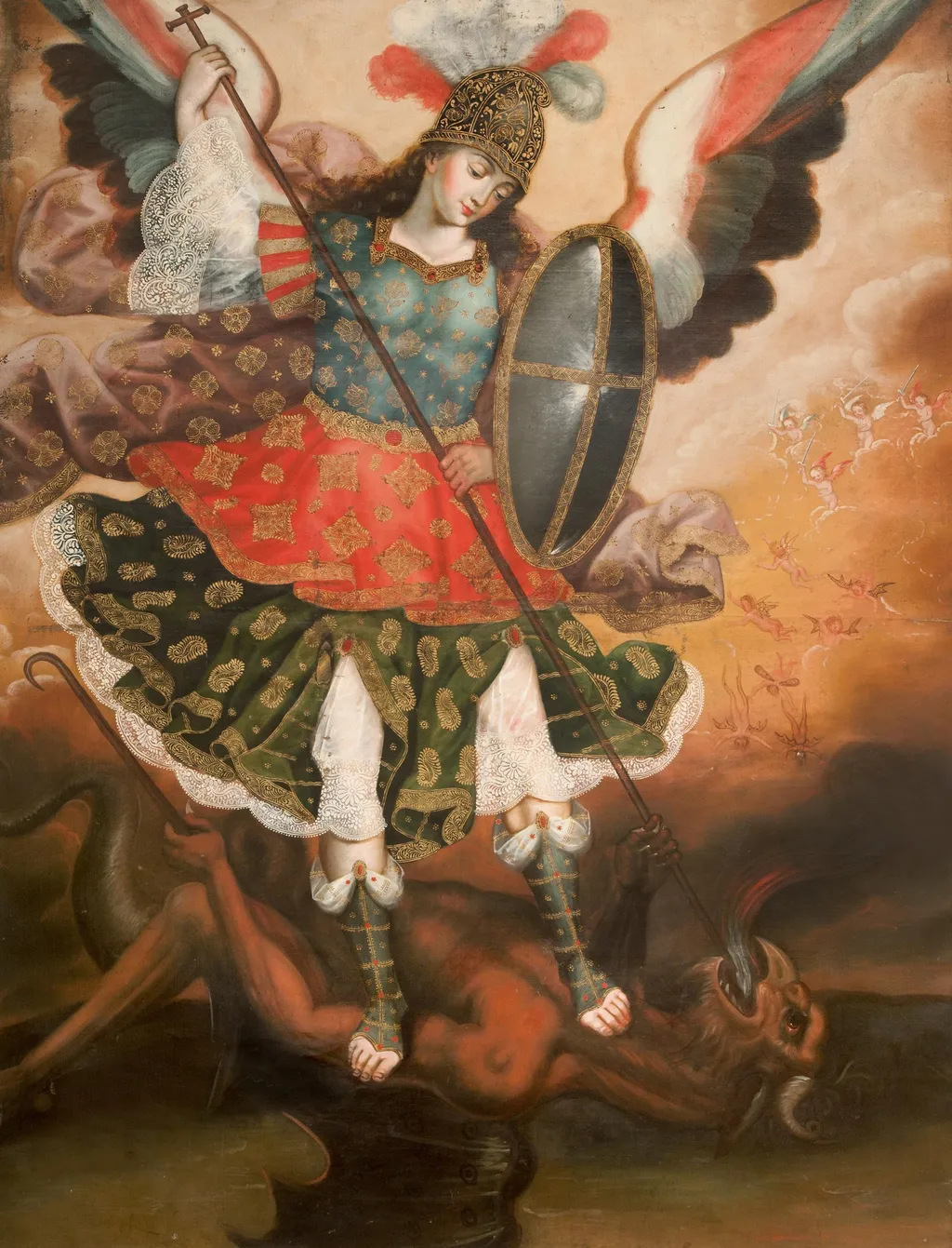 Saint Michael the Archangel, by Cusco school, oil, 1750