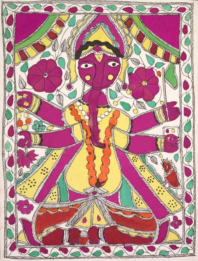 Large, multi-armed figure facing out, detail