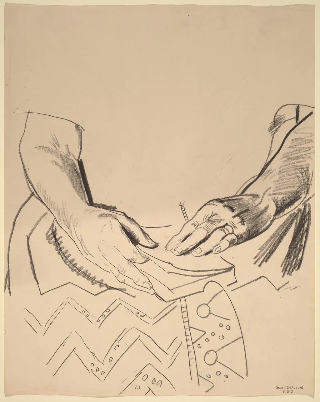 Study for "Mr. and Mrs. Philip Wase", by George Bellows, crayon, 1924