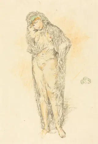 Draped Figure, Standing, by James McNeill Whistler, ink, 1891