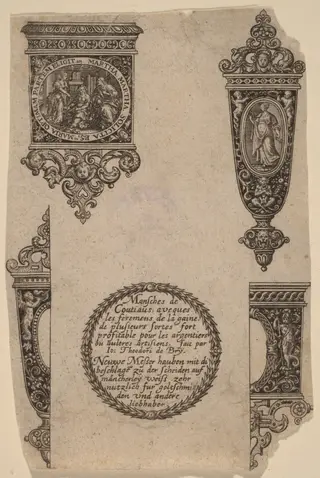 Ornament for Knife Handle, by Theodor de Bry, ink, 1563