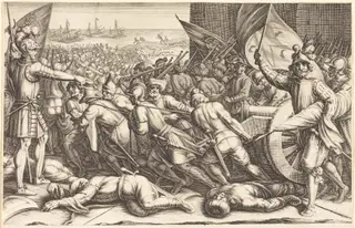 The Re-embarkation of the Troops, by Jacques Callot, ink, 1614