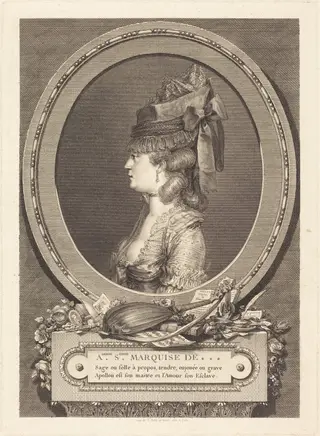 Adrienne Sophie Marquise de ***, by Augustin de Saint-Aubin, ink, 1779