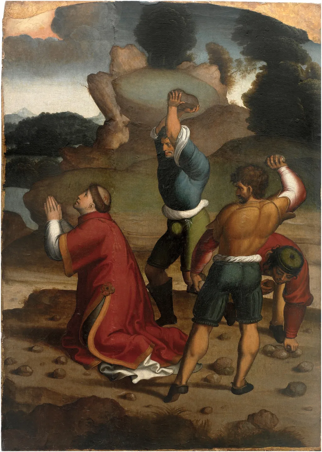 Martyrdom of Saint Stephen"", by Juan Correa de Vivar, oil, 1534