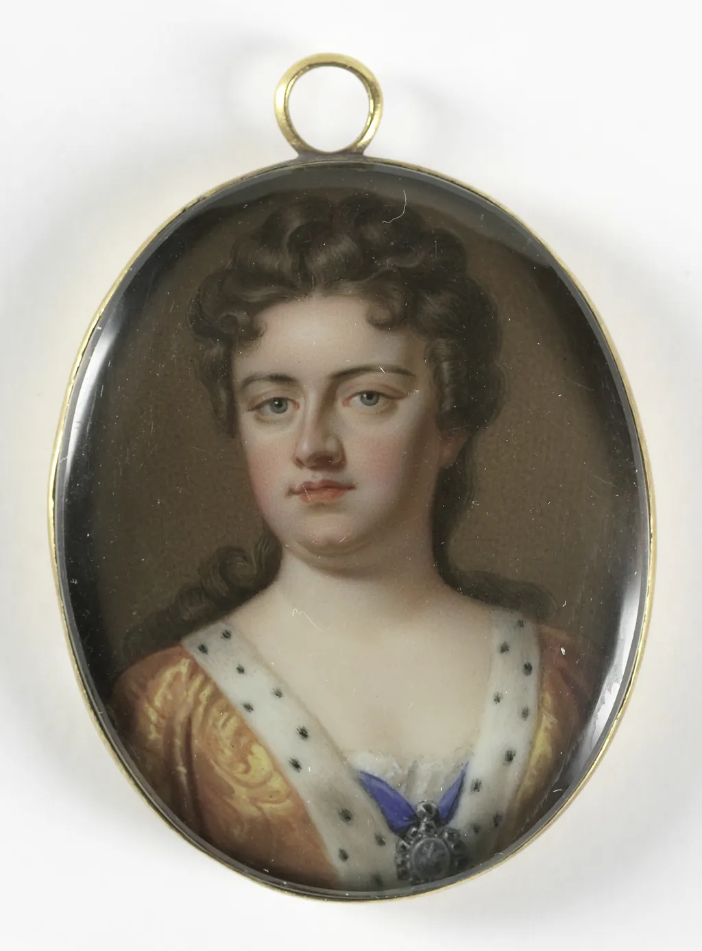 Anne Stuart (1665-1714), koningin van Engeland. Echtgenote van George van Denemarken, by Charles Boit, copper, 1715