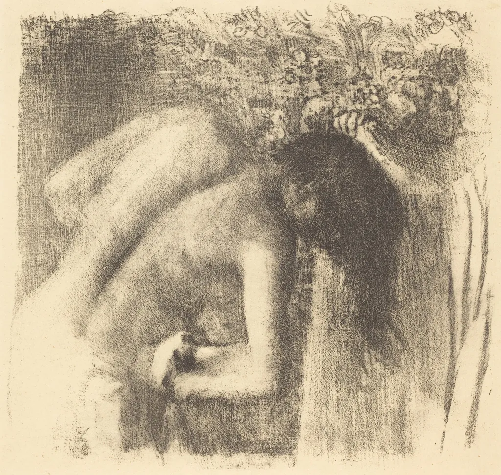 After the Bath (La sortie du bain (Grand planche)), by Edgar Degas, ink, 1891