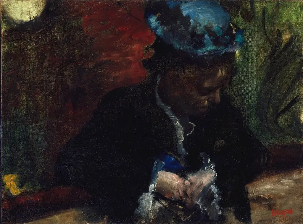 Au théâtre : femme assise au balcon, by Edgar Degas