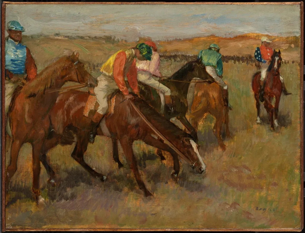 Before the Race, by Edgar Degas, oil, 1892
