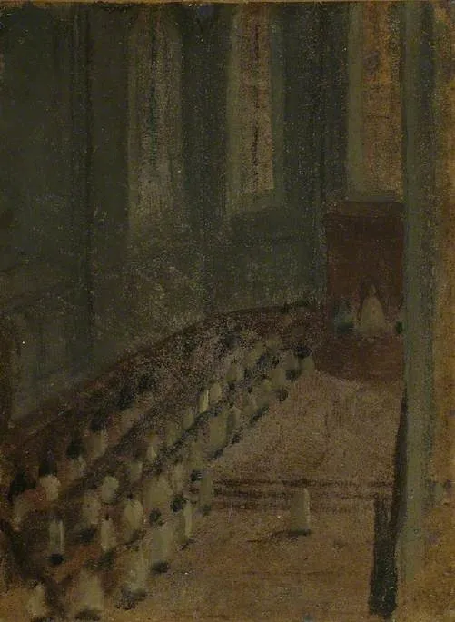 Cérémonie d'ordination dans la Cathédrale de Lyon, by Edgar Degas, unspecified, 1855