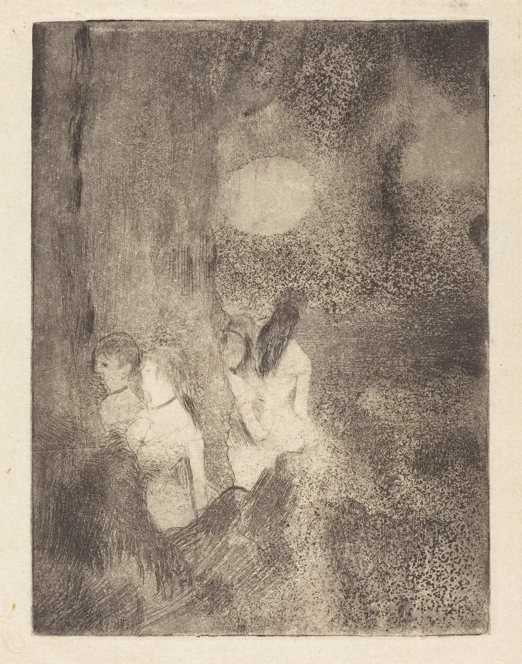 Dancers in the Wings, by Edgar Degas, ink, 1880