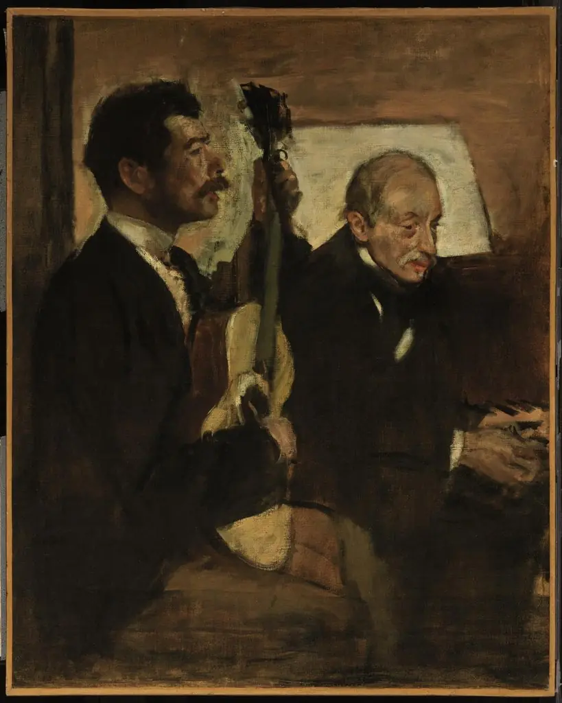 Degas's Father Listening to Lorenzo Pagans Playing the Guitar, by Edgar Degas