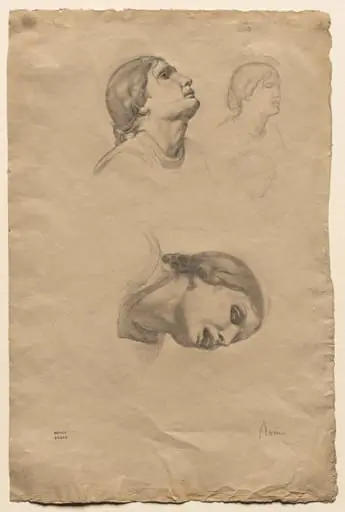 Four Studies of the Head of a Young Italian Woman, by Edgar Degas