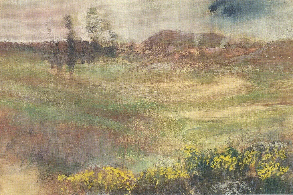 Landscape with Smokestacks, by Edgar Degas, unspecified, 1896