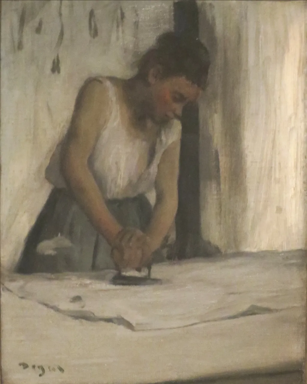 Laundress, by Edgar Degas, oil, 1873
