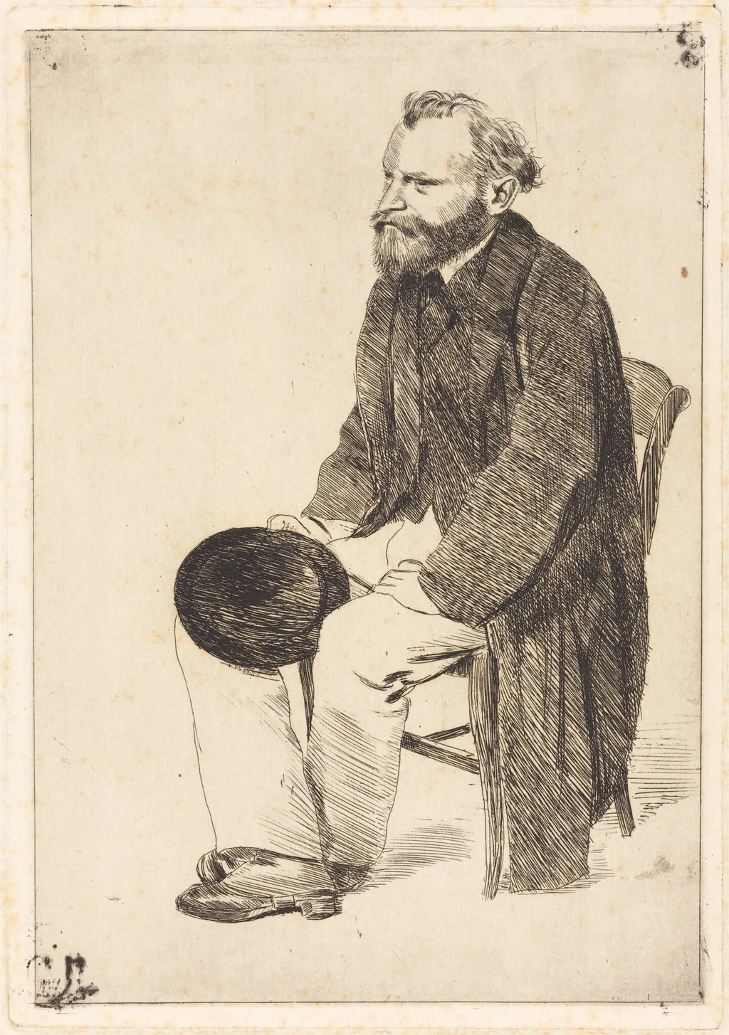 Manet Seated, Turned to the Left (Manet assis, tourné à gauche), by Edgar Degas, ink, 1861