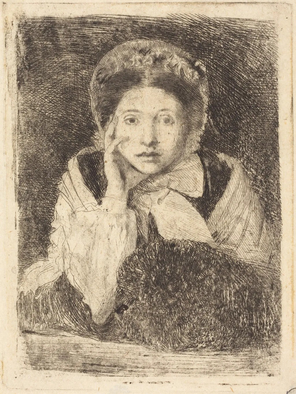 Marguerite De Gas, the Artist's Sister (Marguerite De Gas, soeur de l'artiste), by Edgar Degas, ink, 1861