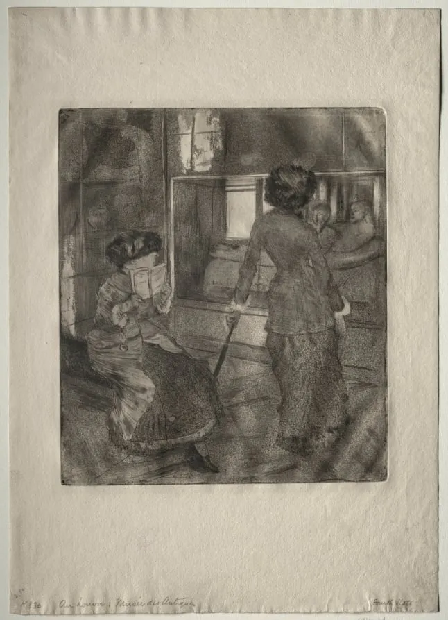 Mary Cassatt at the Louvre: The Etruscan Gallery, by Edgar Degas, 1880