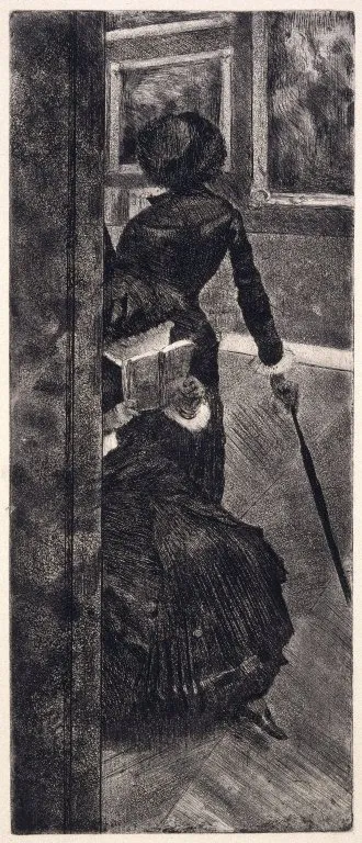 Mary Cassatt at the Louvre: The Paintings Gallery, by Edgar Degas, unspecified, 1890