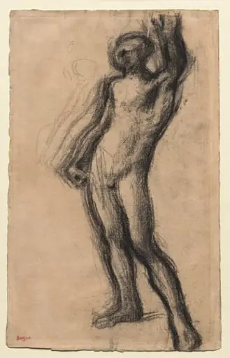 Nude Man Standing, with Left Hand Raised, by Edgar Degas