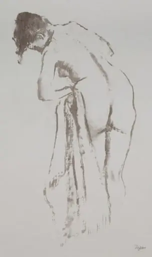 Nude Woman with Towel, Standing, by Edgar Degas