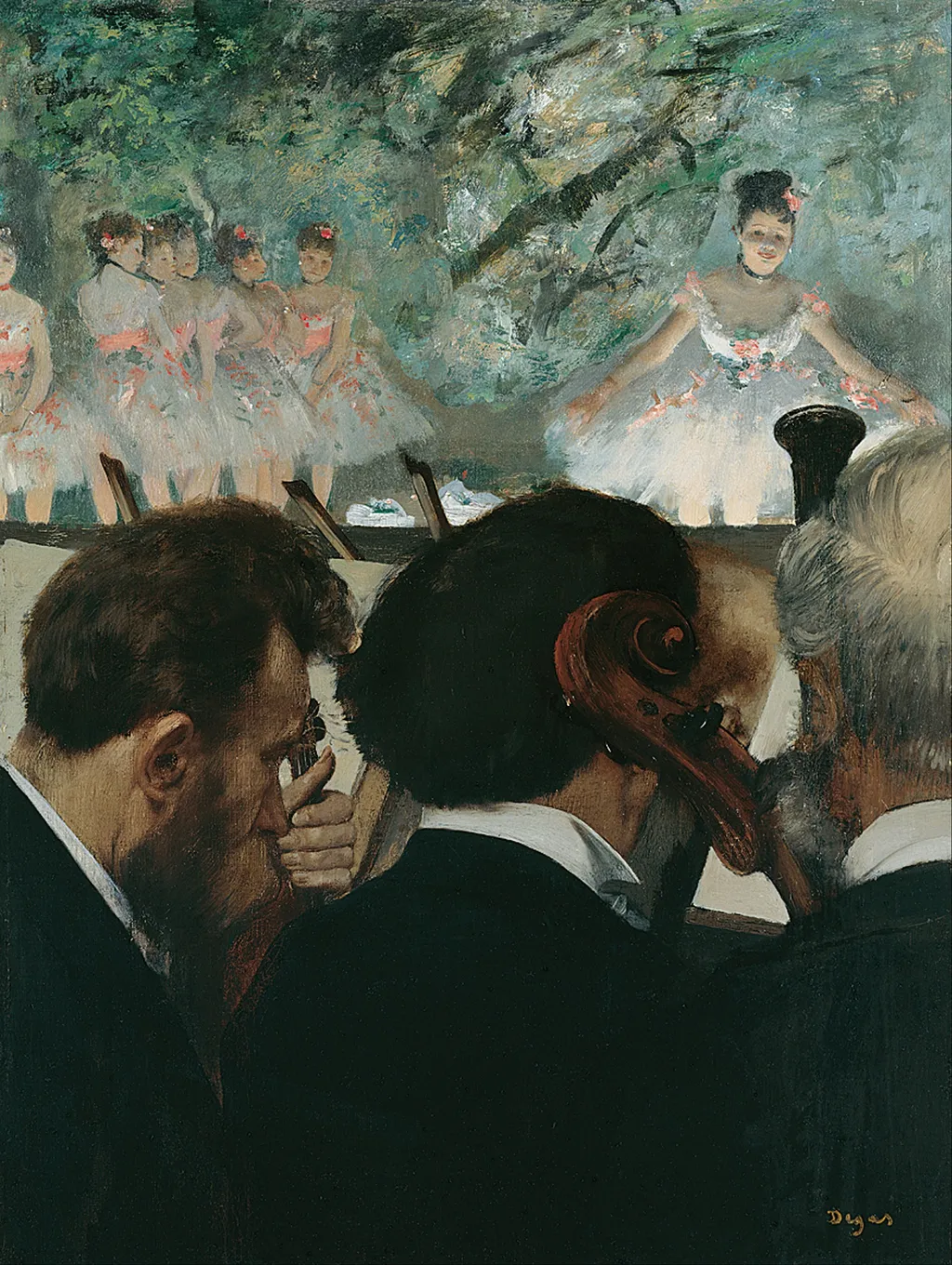 Orchestra Musicians, by Edgar Degas, oil, 1872