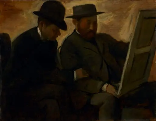 Paul Lafond and Alphonse Cherfils Examining a Painting, by Edgar Degas