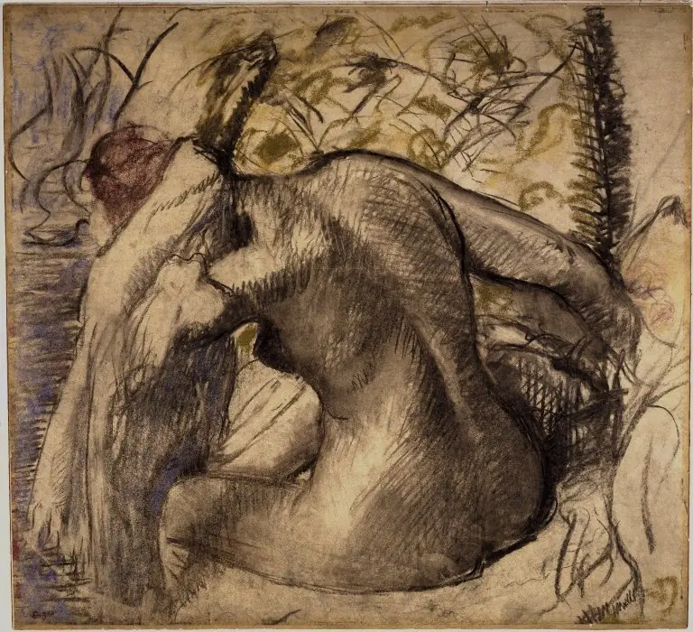 Seated Nude Woman Drying Her Hair, by Edgar Degas