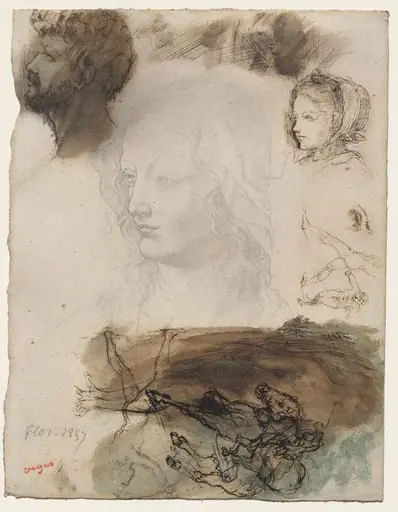 Sheet of Studies and Sketches, by Edgar Degas