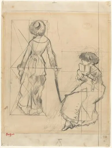 Study for "Mary Cassatt at the Louvre" [recto], by Edgar Degas