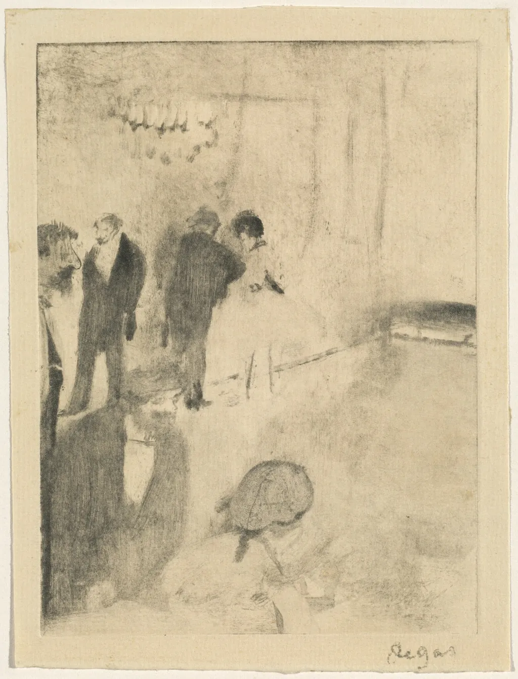 The Green Room, by Edgar Degas, ink, 1876