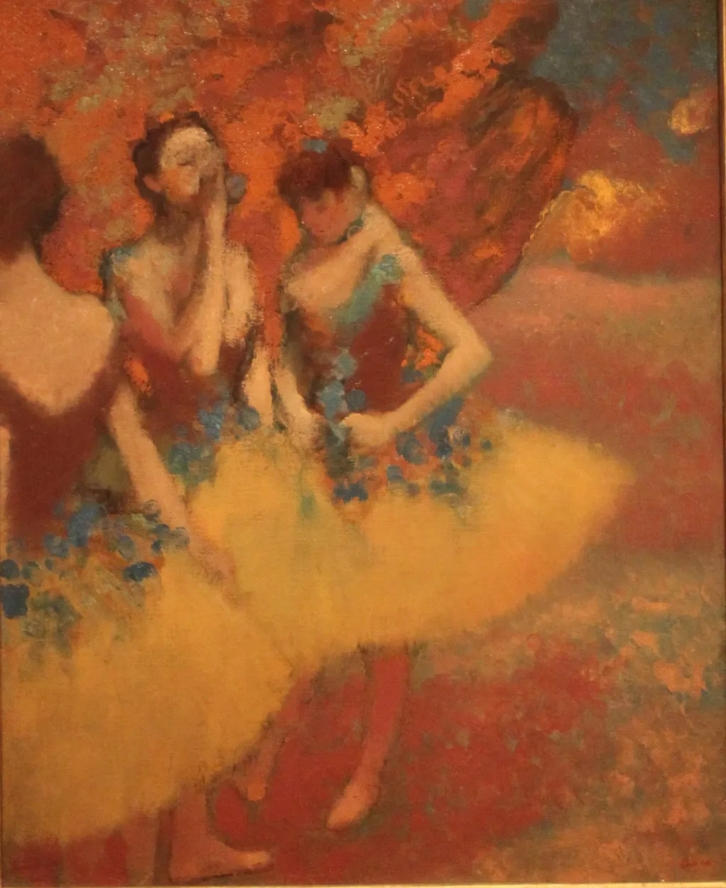 Trois danseuses, jupes jaunes, by Edgar Degas, oil, 1896