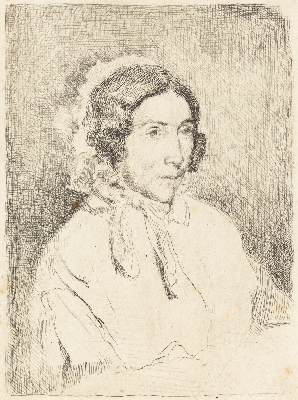 Woman in a Ruffled Cap (Dame agée), by Edgar Degas, ink, 1860