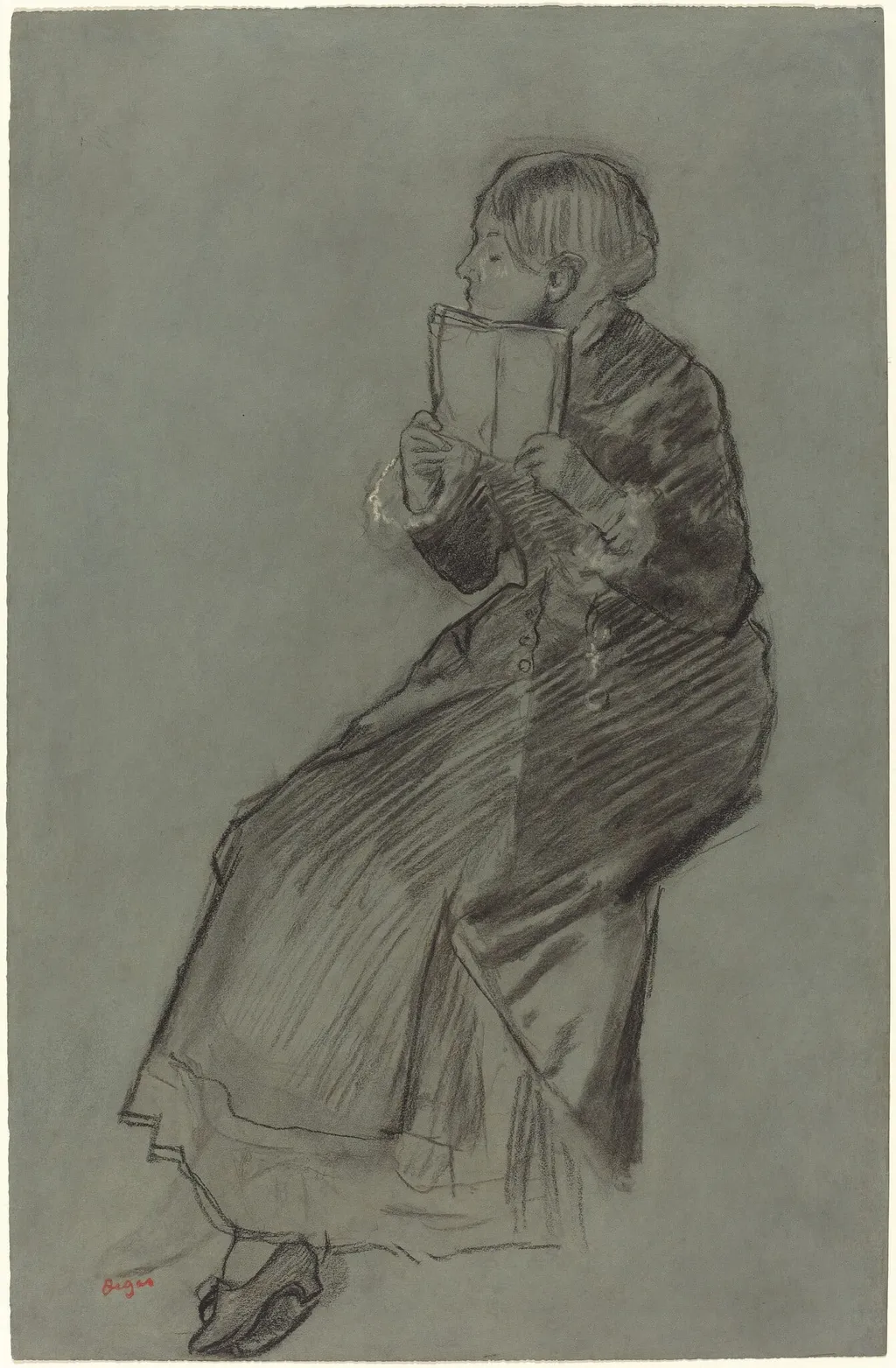 Woman Reading a Book, by Edgar Degas, chalk, 1879