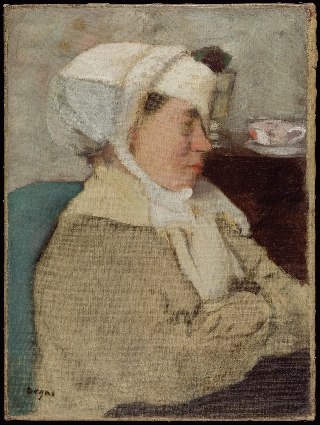 Woman with a Bandage, by Edgar Degas, oil, 1872
