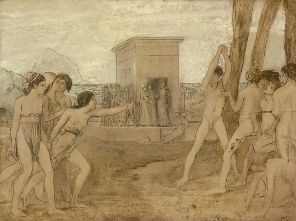 Young Spartan Girls Challenging Boys, by Edgar Degas