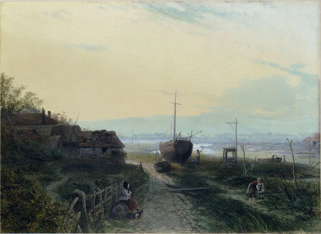 View from Gosport: Evening, by Edgar John Varley, watercolor, 1867
