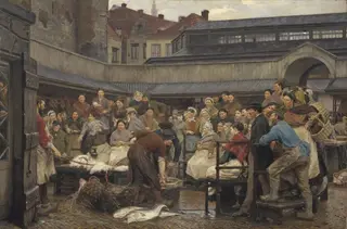 The Old Fish Market in Antwerp in 1882 — Edgard Farasyn